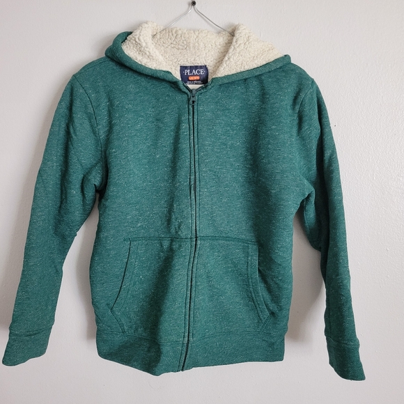 Kids Green Sherpa Lined Zip-up Hoodie Children's Place - Picture 4 of 4